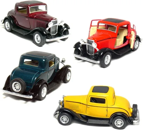 KiNSMART 1932 Ford 3-Window Coupe 1:34 Escala 1:34 5 "Rojo Die Cast Metal Modelo Toy Classic Car