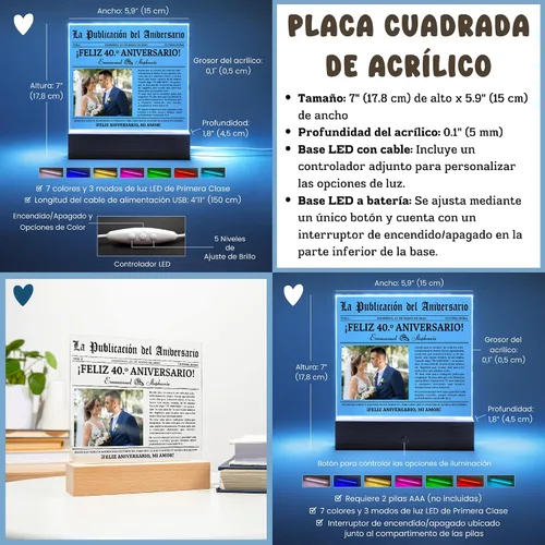Miniatura 2 de Lámpara Con Foto Personalizada, Regalos Para Bodas Personalizadas 40 Años, Regalos De Navidad Para Mujeres Baratos, Regalos 40 Aniversario Para