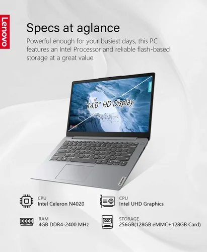 Miniatura 3 de Lenovo IdeaPad 1 14 - Computadora portátil, pantalla HD de 14.0 pulgadas (1366 x 768), Intel Celeron N4020, 4 GB de RAM, 256 GB de almacenamiento