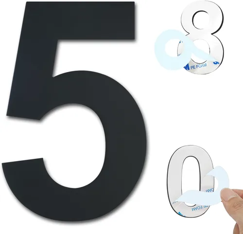Miniatura 40 de Números de casa autoadhesivos – Números de puerta de acero inoxidable de 6 pulgadas para exteriores – Número de casa grande y moderno, número