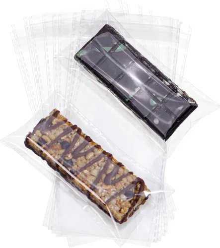 Miniatura 10 de ROSPAKTEK 100 bolsas transparentes para macarrones de 3.5 x 3.5 pulgadas, bolsas Oro cubiertas de chocolate, bolsa para galletas, bolsa de celofán