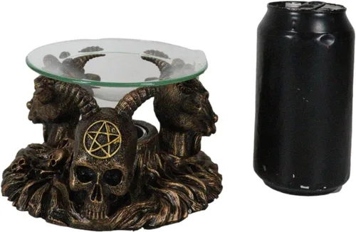 Miniatura 5 de Ebros Gift Paranormal Pagano Oculto Wicca Baphomet Sabbatic Cabras y Cráneo Demonio Imp Vela Quemador de Aceite Calor Calentador de Tarta Aroma