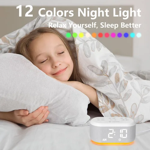 Miniatura 5 de Máquina de sonido con 30 sonidos relajantes, máquina de ruido blanco, luz nocturna de 12 colores para bebés, adultos, niños, máquinas de dormir, 36