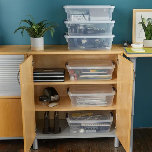Miniatura 5 de Rubbermaid Cleverstore Contenedores de Almacenamiento Transparentes de 17 Qt con Tapas, Paquete de 6, Apilables, Sin BPA, Fabricado en EE.UU