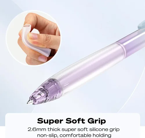 Miniatura 3 de WRITECH Bolígrafos de gel retráctiles: punta fina de 0.7 mm, tinta negra, color gradiente estético, cañón de agarre suave, punta mediana, juego de 5