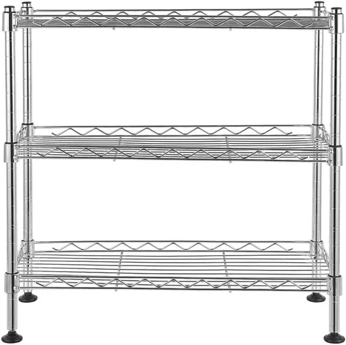 Miniatura 9 de Estante de alambre ajustable de 3 niveles, estantes de almacenamiento de metal de 3 niveles con patas niveladoras, unidad de estantería de alambre