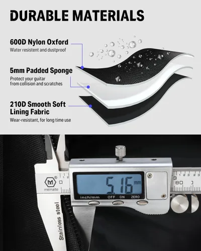 Miniatura 6 de Donner - Funda para guitarra acústica de 40 a 41 pulgadas, acolchado de esponja de 5 mm de espesor, nailon Ripstop 600D resistente al agua, funda 41
