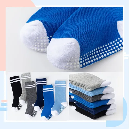 Miniatura 6 de Calcetines altos hasta la rodilla para bebé calcetines de tubo antideslizantes 5 pares de calcetines de agarre atlético niños y niñas