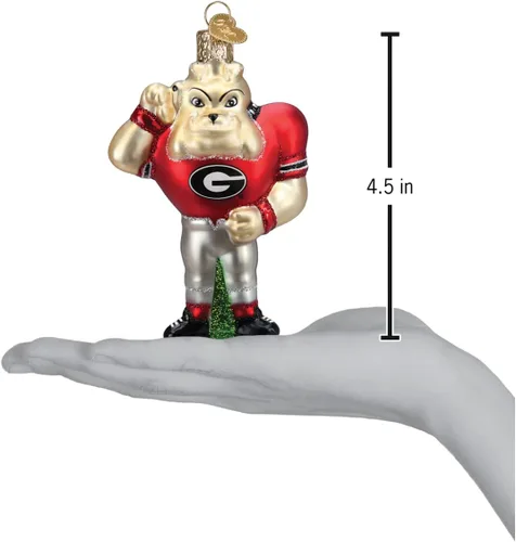 Miniatura 4 de Old World Christmas University of Georgia Hairy Dawg - Adorno de cristal soplado para árbol de Navidad, decoración navideña hecha a mano, colección