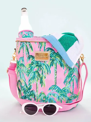 Miniatura 4 de Lilly Pulitzer Enfriador de playa suave aislado con correa ajustable/extraíble y cierre de cremallera doble