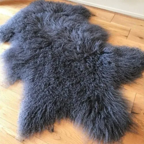 Miniatura 7 de Alfombra tibetana genuina, piel de oveja de cordero mongol, funda para silla con decoración gruesa súper esponjosa para dormitorio, sala de estar