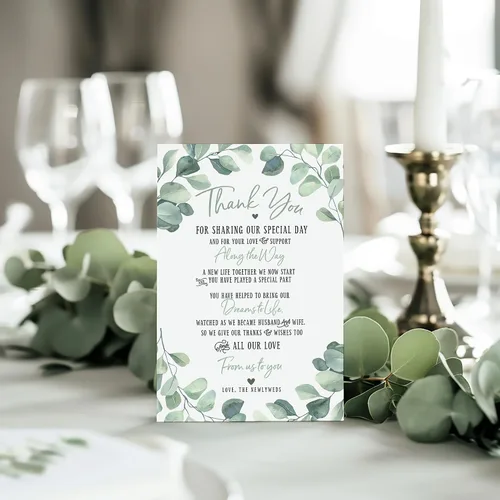 Miniatura 2 de Your Main Event Prints 50 tarjetas de decoración de eucalipto para boda, perfectas para añadir a centros de mesa y decoraciones de boda