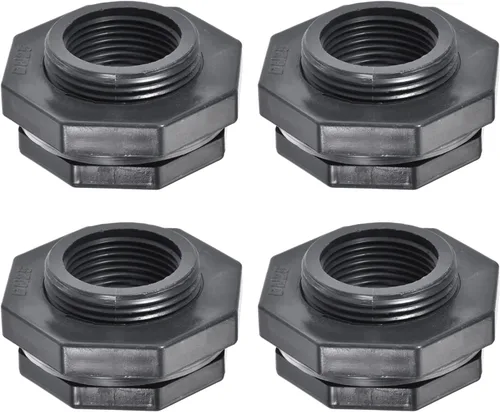 Miniatura 6 de M METERXITY Paquete de 2 accesorios de mamparo de PVC – Conector de tanque de agua de doble rosca, con junta de silicona, para acuarios