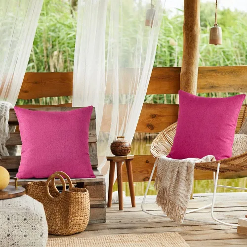Miniatura 9 de OTOSTAR Paquete de 2 fundas de almohada impermeables para exteriores de 16 x 16 pulgadas, fundas decorativas para cojines cuadradas, para Rosa Hot