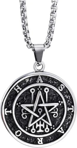 Miniatura 3 de ELFASIO Collar con colgante de acero inoxidable para hombre sello de Astaroth Key of SalomonSeal of Lilith Sigil of Lucifer Seal Chain