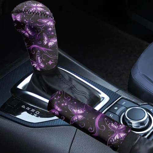 Miniatura 34 de Juego de 2 piezas set de accesorios interiores para coche, para las mujeres, hombres; cubierta de palanca de cambios/freno de mano, personalizada
