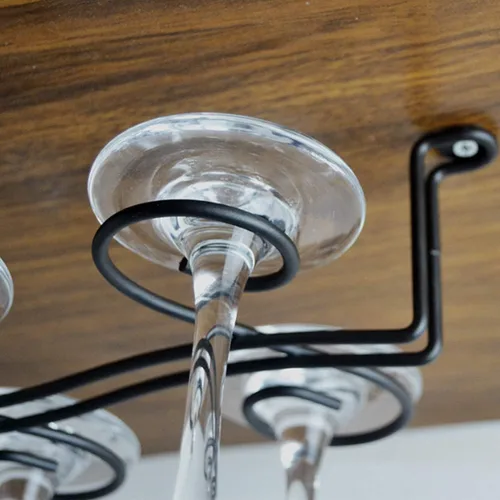 Miniatura 6 de Soporte para copas de vino para debajo del gabinete, bronce aceitado para 6 tazas, estilo vintage, acero inoxidable, montado en la pared, colgador
