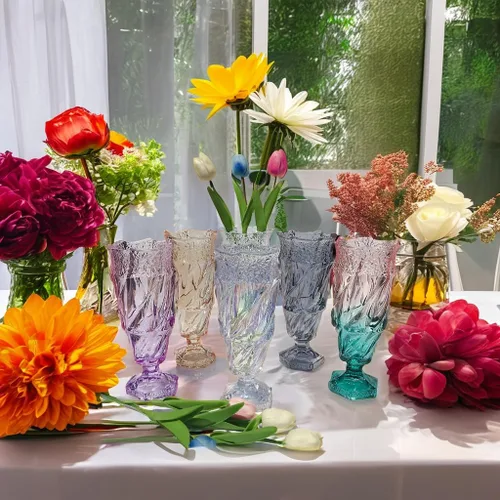 Miniatura 7 de Florero de cristal de 2.4 libras 9.5 pulgadas, estilo bohemio, para centros de mesa, boda, decoración del hogar florero de cristal (brillante)