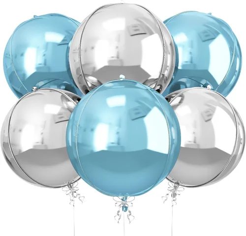 Miniatura 10 de 12 globos redondos de aluminio azul marino, globos de helio 4D de 22 pulgadas, 15 pulgadas, 10 pulgadas, globo de aluminio azul metálico