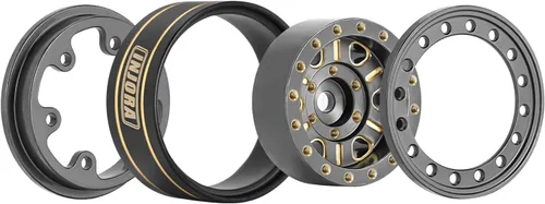 Miniatura 4 de INJORA Rueda Beadlock de latón 1.0 - Ruedas de desplazamiento negativo de 0.124 in para 1/18 TRX4M SCX24 Gladiator Bronco C10 JLU Deadbolt Axial gris