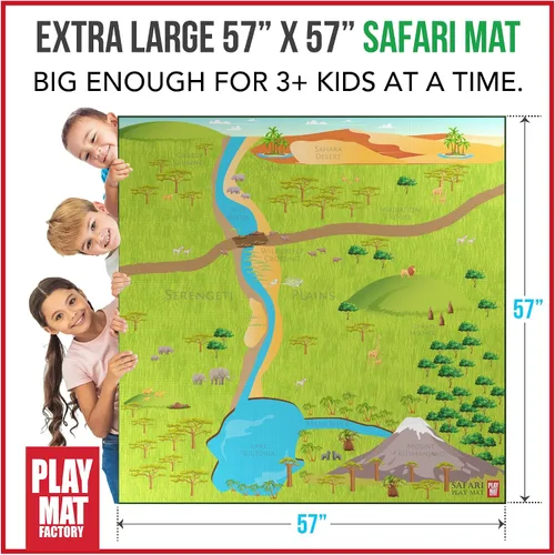 Miniatura 3 de Play Mat Factory - Alfombrilla de juego de safari para animales de juguete, solución plegable, tamaño grande de 57 x 57 pulgadas, todos los animales