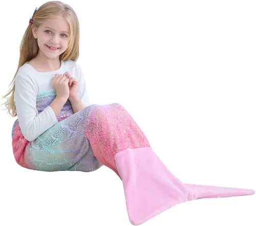 Miniatura 9 de VHOME Manta de Sirena para Niños - Cálida Manta para Sala de Estar y Sofá, Mantas Abraciciosas para Niños, Regalo de Cumpleaños