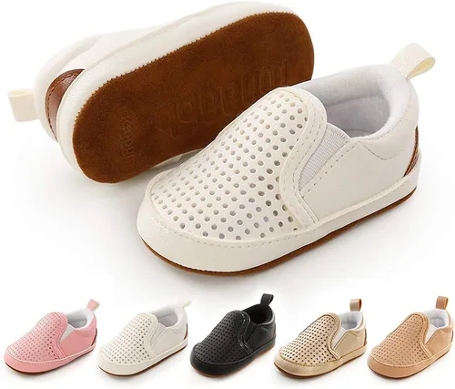 Meckior - Zapatos para recién nacidos tipo mocasines de lona con suela suave para recién nacidos bebés niños y niñas que estén dando sus primeros
