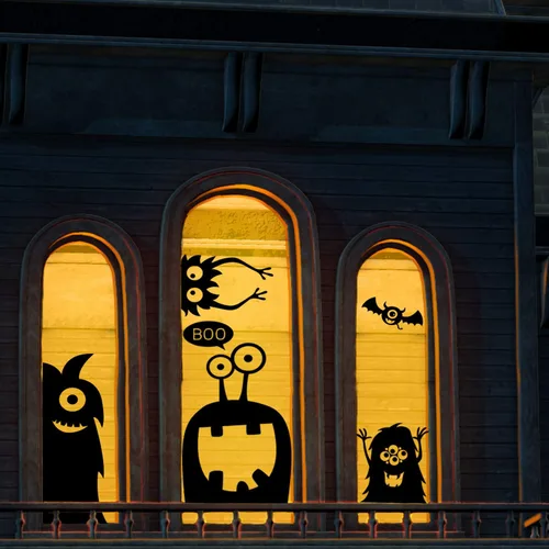 CCINEE Calcomanía para ventana gigante de Halloween se aferra a la ventana, calcomanías para la decoración de Halloween Suministro 10 piezas