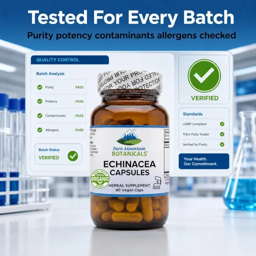 Miniatura 4 de Pure Mountain Botanicals Cápsulas de equinácea - Raíz orgánica de Angustifolia - 420 mg - 90 cápsulas - Suministro para 90 días - Suplemento Kosher