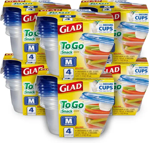Miniatura 23 de Glad GladWare Entree - Recipientes de almacenamiento de alimentos con tapas, plástico cuadrado mediano sin BPA para preparación de comidas