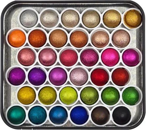 Miniatura 5 de IUILE Pinturas de acuarela hechas a mano - Juego de lata pequeña de gota mágica Vol. 2 (36 colores)