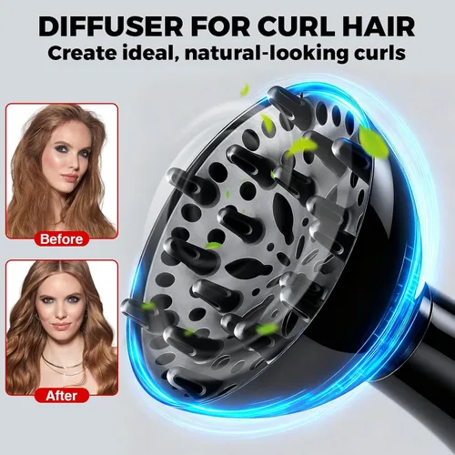 Miniatura 7 de Kit de Secador de Pelo Iónico de Temperatura Constante de 13 Piezas - Juego de Secador de Pelo Profesional Ligero, Bajo Ruido, 1800W para Mujeres