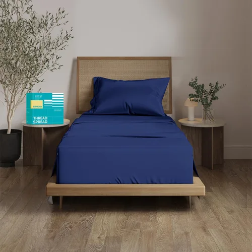 Miniatura 25 de THREAD SPREAD Sábanas 100% Algodón Egipcio Tamaño Twin - 800 Alto Número de Hilos 3 Piezas Sábanas Twin Extra Largas para Dormitorio, Bolsillo