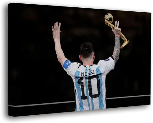 Miniatura 11 de SpiritualHands Lionel Messi - Póster en lienzo de Messi Argentina, póster de fútbol de Leo Messi para dormitorio de niños, 8 x 12 pulgadas, listo