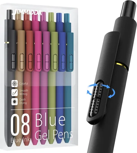 Miniatura 14 de Paquete de 8 bolígrafos de gel negro, punta media de 0.028 in, bolígrafos de tinta retráctiles de secado rápido para escritura suave, suministros
