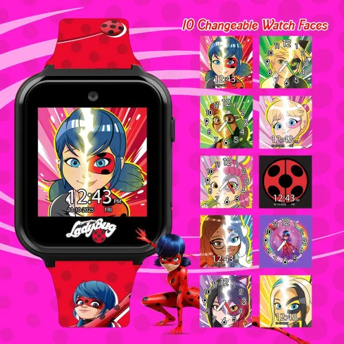 Miniatura 2 de Miraculous Kids - Reloj inteligente interactivo para niños, reloj con pantalla táctil con 10 caras intercambiables, contador de pasos