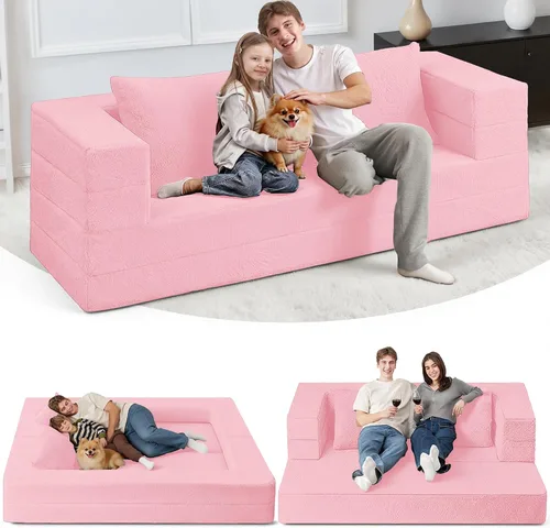 Miniatura 17 de Cama humana gigante para perro, cama 3 en 1 para perro de tamaño humano con funda de piel sintética lavable, cama grande plegable humana para Blanco