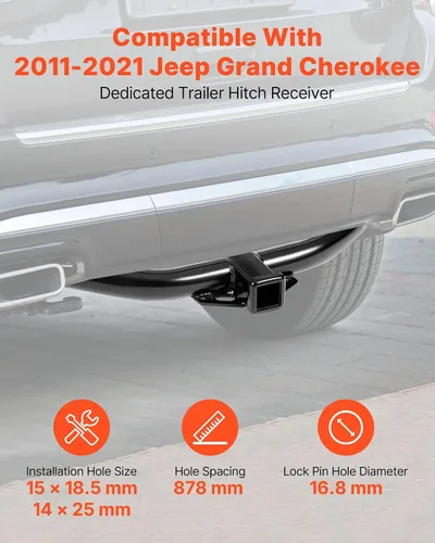 Miniatura 2 de VEVOR Enganche de remolque clase 3, receptor de 2 pulgadas, compatible con Jeep Grand Cherokee 2011-2021, marco de tubo de acero Q345B, enganche