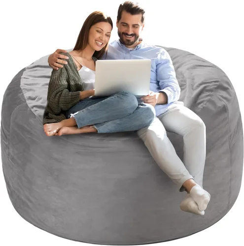Miniatura 6 de Homguava - Sillón puff de 4 pies Sillón estilo puff grande de 4 pulgadas con relleno de espuma viscoelástica, sofá suave con funda de terciopelo