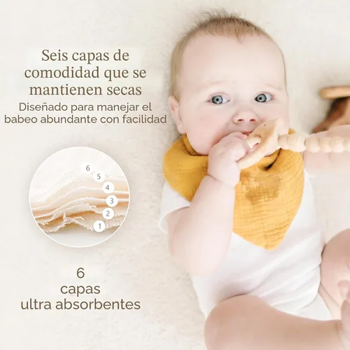 Miniatura 5 de Konssy Baberos de muselina para bebé, paquete de 10 baberos bandana para bebé, 100% algodón, unisex para niños y niñas Clásico