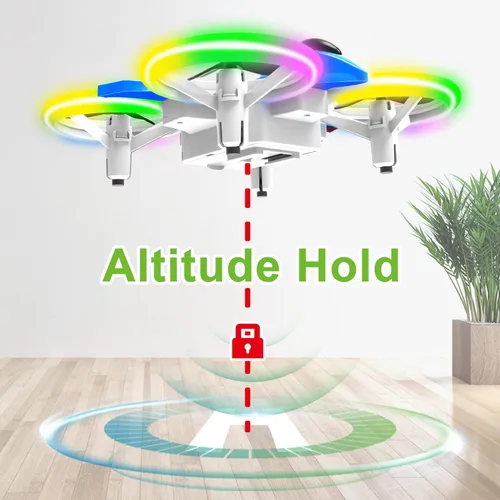 Miniatura 5 de Dwi Dowellin Mini Dron de 4.9 Pulgadas para Niños Luces LED Nocturnas Despegue Aterrizaje y Volteretas con Una Tecla RC Control Remoto Pequeños Azul
