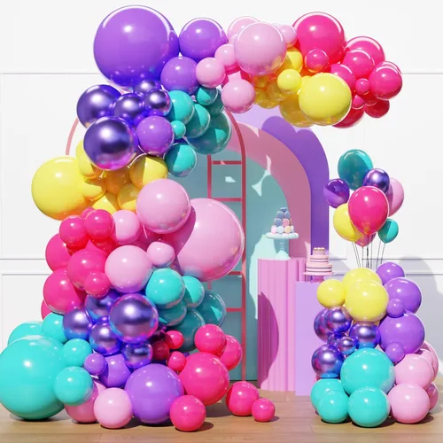 Miniatura 16 de Kit de arco de globos azules y plateados, 129 globos azul marino metálico de diferentes tamaños para decoraciones de fiestas de cumpleaños