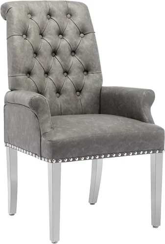 Miniatura 15 de LOULENS Lujosas sillas de comedor de terciopelo, sillas de comedor modernas tapizadas con capitoné, sillas de comedor con reposabrazos y patas