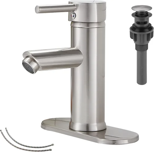Miniatura 10 de Grifo de lavabo de baño negro con una sola manija 1 agujero a juego con desagüe emergente baño Vantity grifo lavabo negro mate