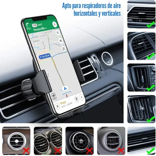 Miniatura 2 de Miracase - Soportes para teléfono de coche con gancho de metal, soporte para teléfono celular en la rejilla de ventilación, soporte universal