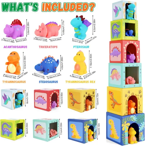 Miniatura 3 de KMTJT Juguetes de clasificación y apilamiento de dinosaurios para niños pequeños y bebés, bloques para niños de 1 a 3 años, juguetes Montessori