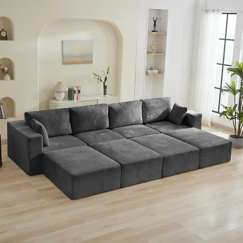 Miniatura 15 de Sofá modular Cloud de 3 plazas sin hueso de 115 pulgadas para habitación familiar, sofá sin espinas comprimida de espuma viscoelástica con asiento