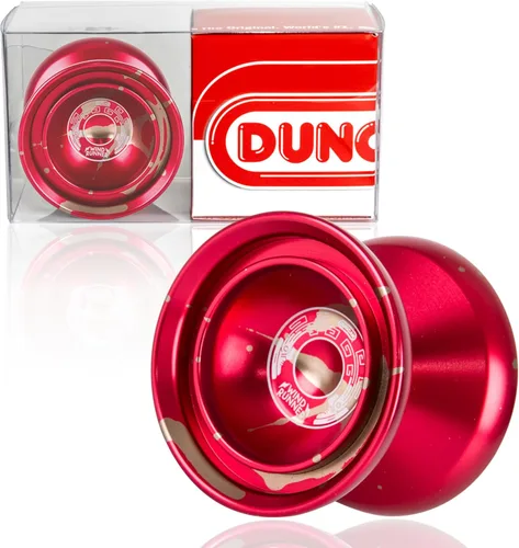 Duncan Toys Windrunner - Yoyó rojo con salpicaduras doradas, yoyó de aluminio sin respuesta de nivel profesional con doble anillo, rodamiento