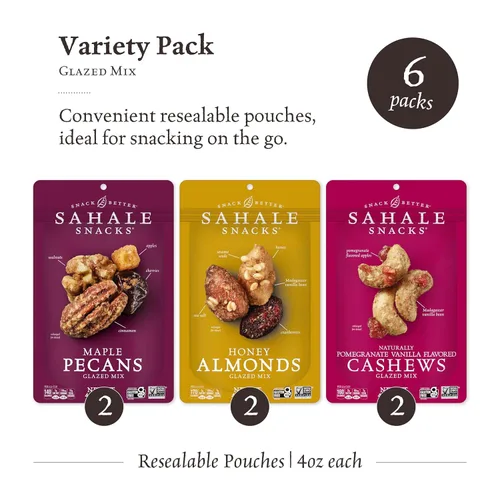 Miniatura 2 de Sahale Snacks Paquete variado de mezcla de nueces glaseadas, 4 onzas (paquete de 6)