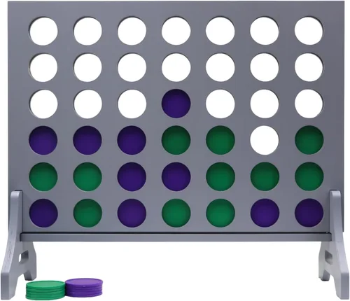 Miniatura 59 de Juego gigante 4 en una fila para familia y adultos – Tailgating Pros Jumbo de madera gris cuatro en una fila juego de patio para interiores